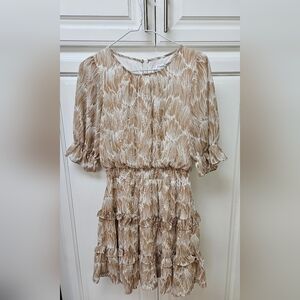 Chic Tan Ruffle Dress Small